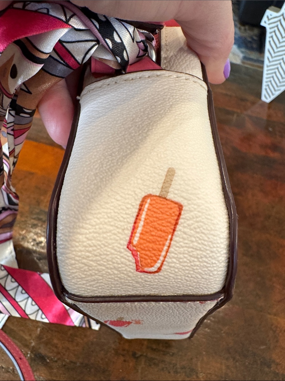 Coach White Leather Crossbody with Pink and Orange Popsicle Print - Picture 6 of 10